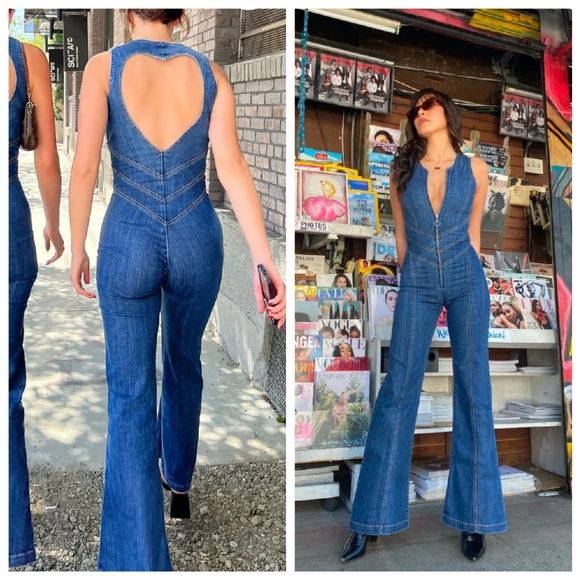 Blue Jean Wide Leg Jumpsuit - Picture 2 of 4